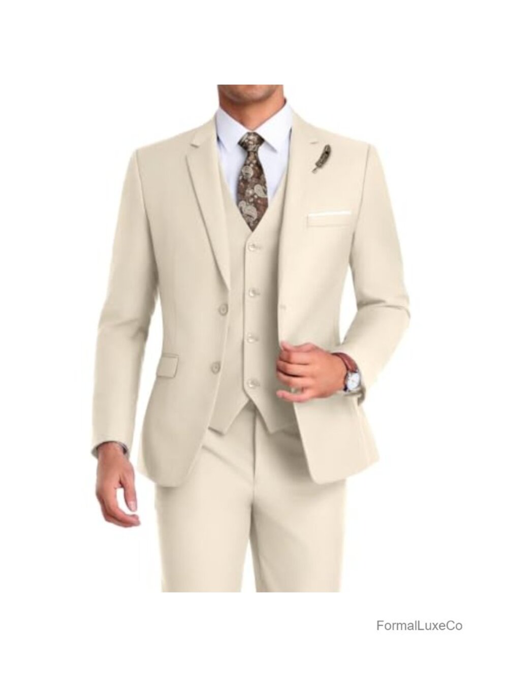 Men's Slim Fit 3 Piece Suit Set with Vest & Tie